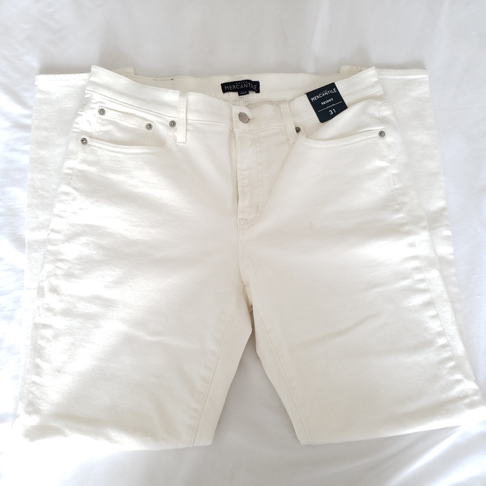 NWOT J. Crew Mercantile Skinny White Pant 31x30 High Rise